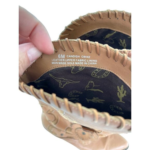 Mia Womens Cowgirl Boots Size 6 Leather Western Candida Boho Floral Tan 3D - Picture 4 of 15